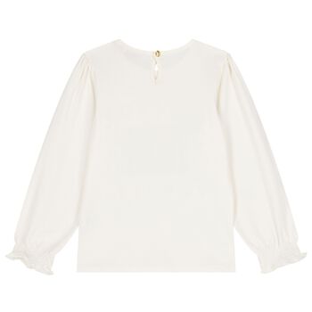 Girls Ivory Logo Long Sleeve Top