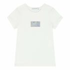 تيشيرت بالشعار باللون الابيض للبنات, 1, hi-res