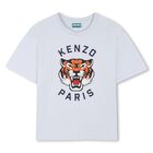 Girls Blue Tiger Logo T-Shirt , 2, hi-res