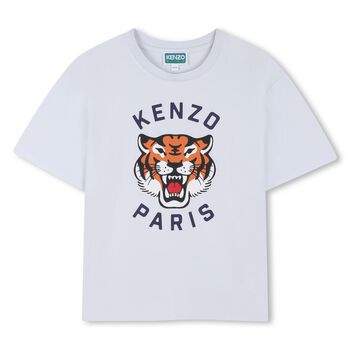 Girls Blue Tiger Logo T-Shirt 