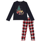 Girls Navy Blue & Red Festive Pyjamas, 1, hi-res