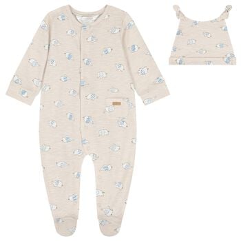 Baby Boys Beige Elephant Babygrow Set