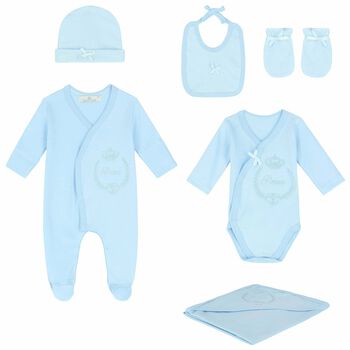 Baby Boys Blue Embroidered Gift Set