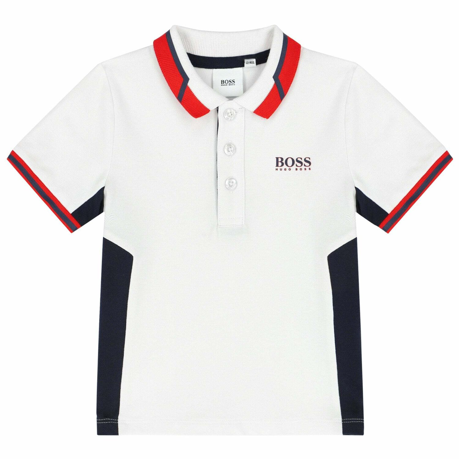 Younger Boys White Logo Polo Shirt, 1, hi-res