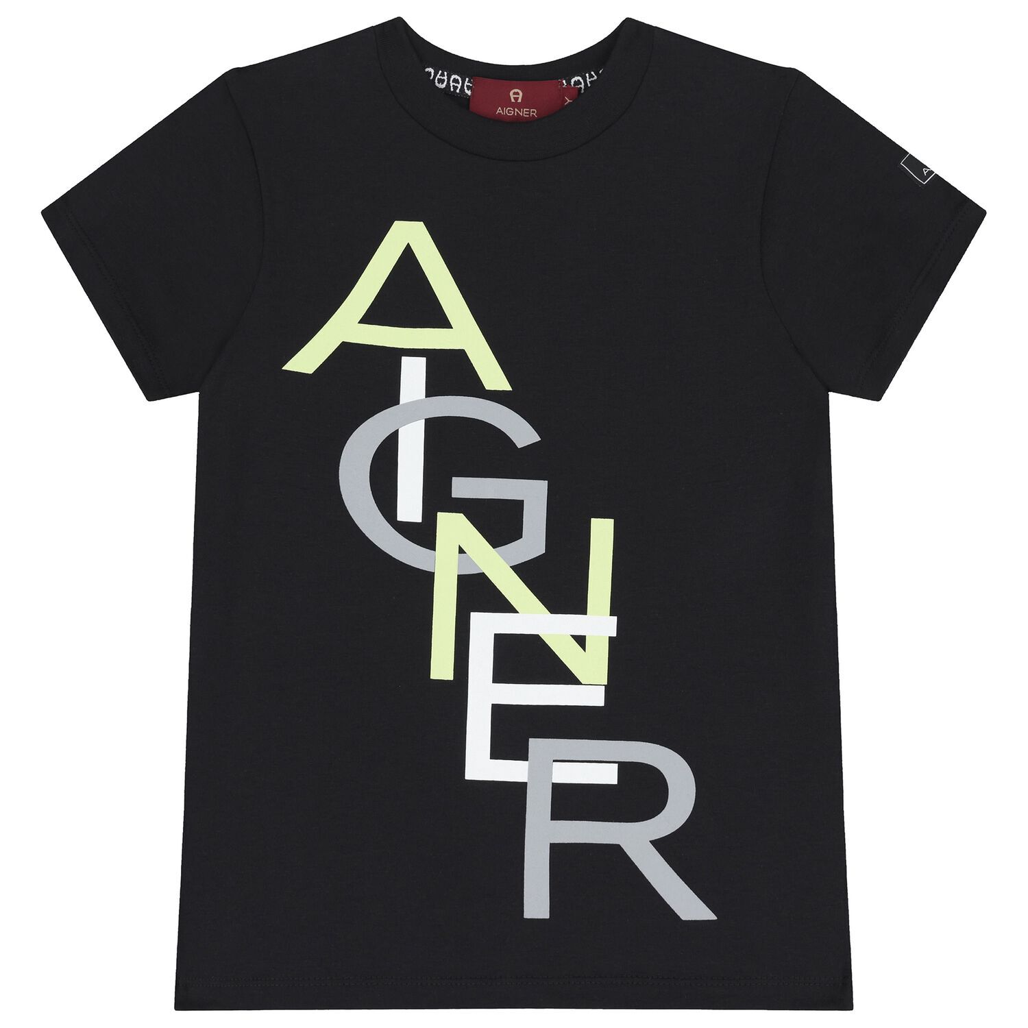 تيشيرت اولاد بالشعار باللون الاسود, 1, hi-res