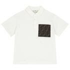 Boys Ivory Logo Polo Shirt, 1, hi-res