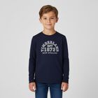 Boys Navy Blue & White Long Sleeve Top ( 2-Pack ), 1, hi-res