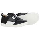 Boys Black Logo Trainers, 1, hi-res