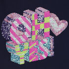 توب بنات بأكمام مطرز بالترتر باللون الكحلى, 1, hi-res