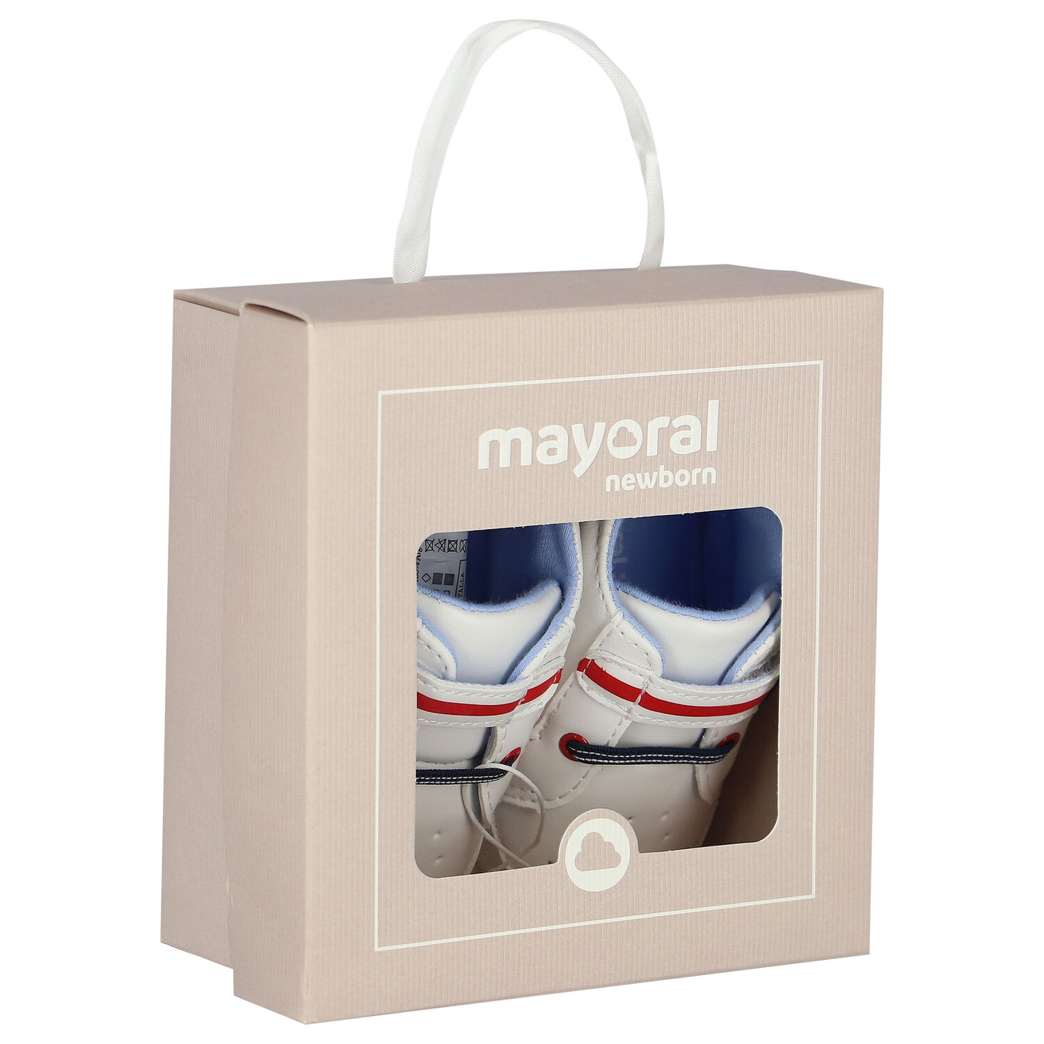 حذاء قبل المشي بالشعار باللون الأبيض للأولاد, 1, hi-res