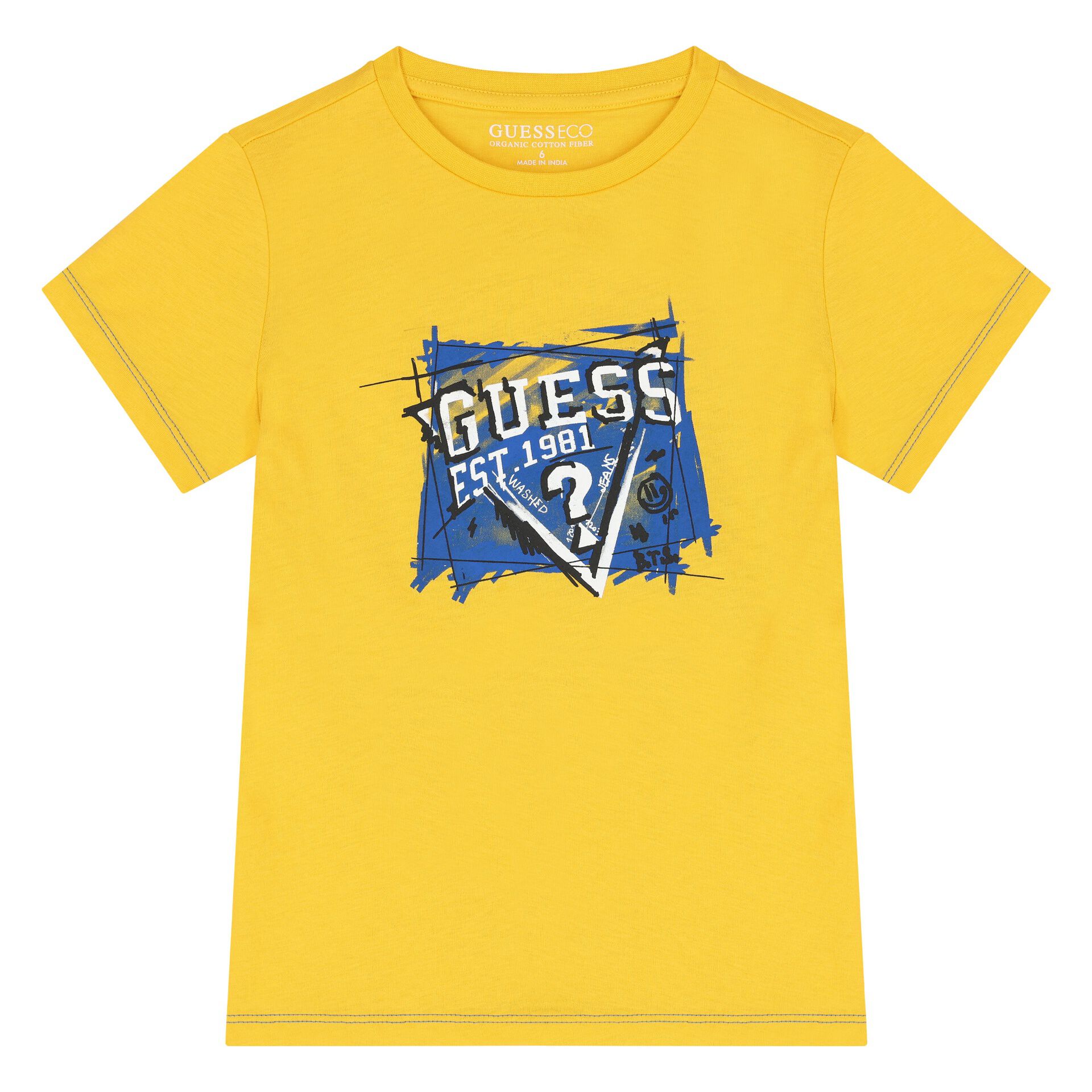 Yellow and white guess shirt outlet