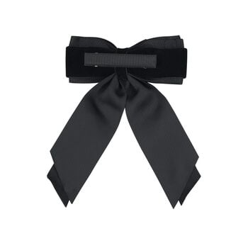Girls Black Velvet & Grosgrain Bow Hairclip 