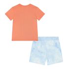Baby Boys Orange & Blue Polo Bear Shorts Set, 1, hi-res