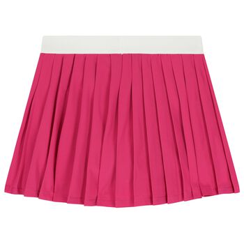 Girls Pink Logo Pleated Skirt