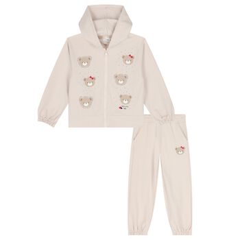 Girls Beige Teddy Bear Tracksuit
