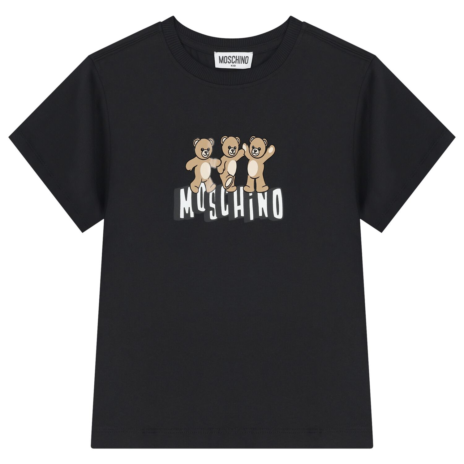 Boys Black Teddy Bear Logo T-Shirt, 5, hi-res