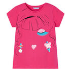 تيشيرت بطبعة رسومات باللون الزهري للبنات, 2, hi-res
