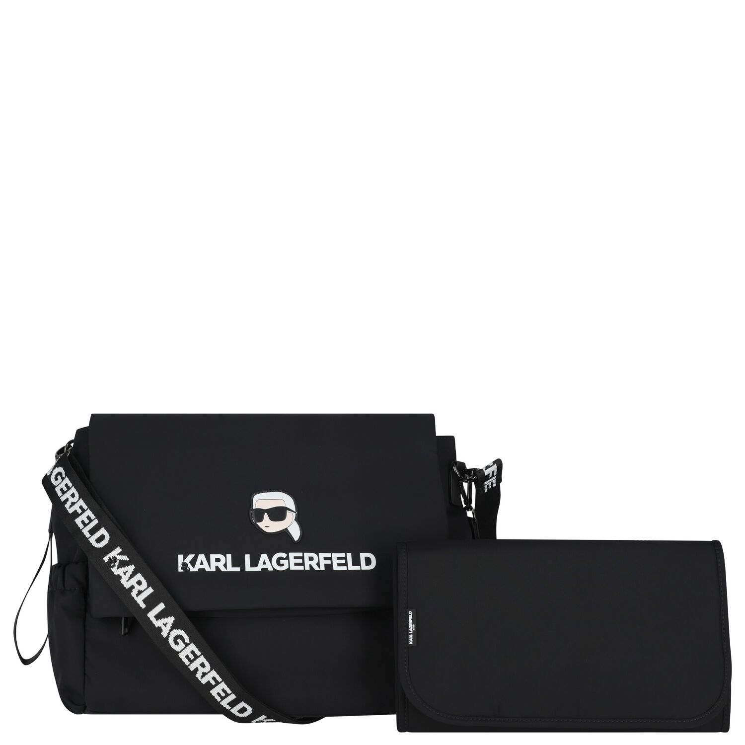 Black Ikonik Karl Logo Changing Bag, 1, hi-res