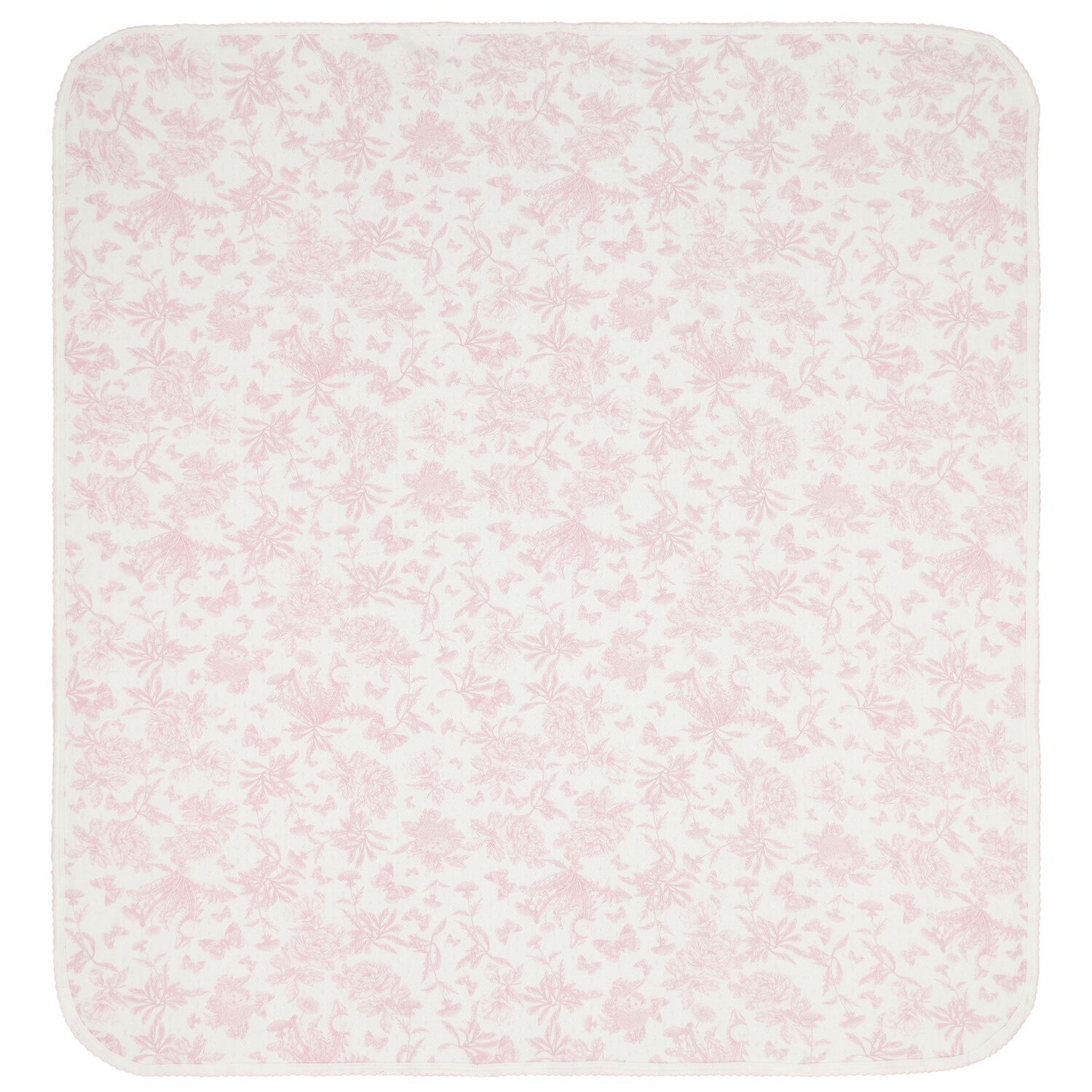 Baby Girls Pink & Ivory Toile De Jouy Blanket, 3, hi-res