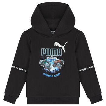 Boys Black Hot Wheels Logo Hooded Top