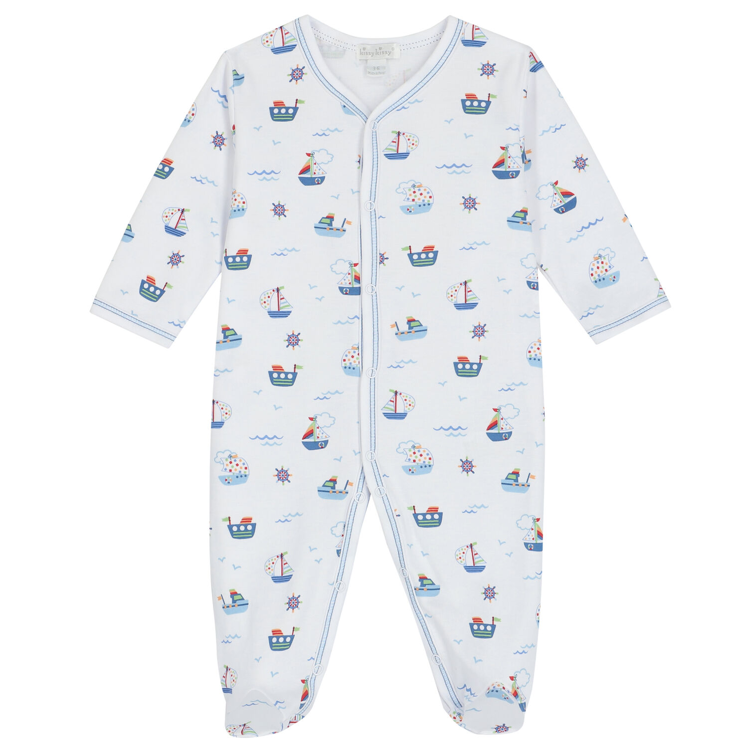 Baby Boys White Boats At Sea Babygrow, 1, hi-res