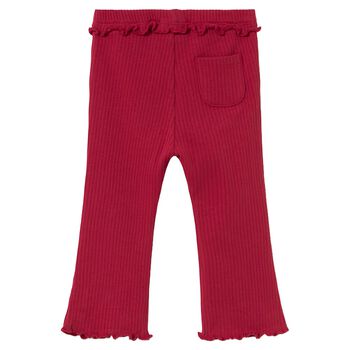 Younger Girls Red Ribbed Leggings
