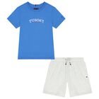 Boys Blue & Grey Shorts Set, 1, hi-res