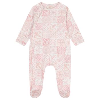 Baby Girls Pink & White Babygrow