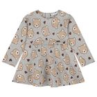Younger Girls Grey & Beige Teddy Bear Dress, 1, hi-res