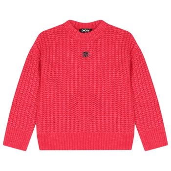 سترة محبوكة بشعار أحمر للبنات