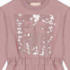 فستان بنات بالشعار مزين باللون الوردى , 2, hi-res