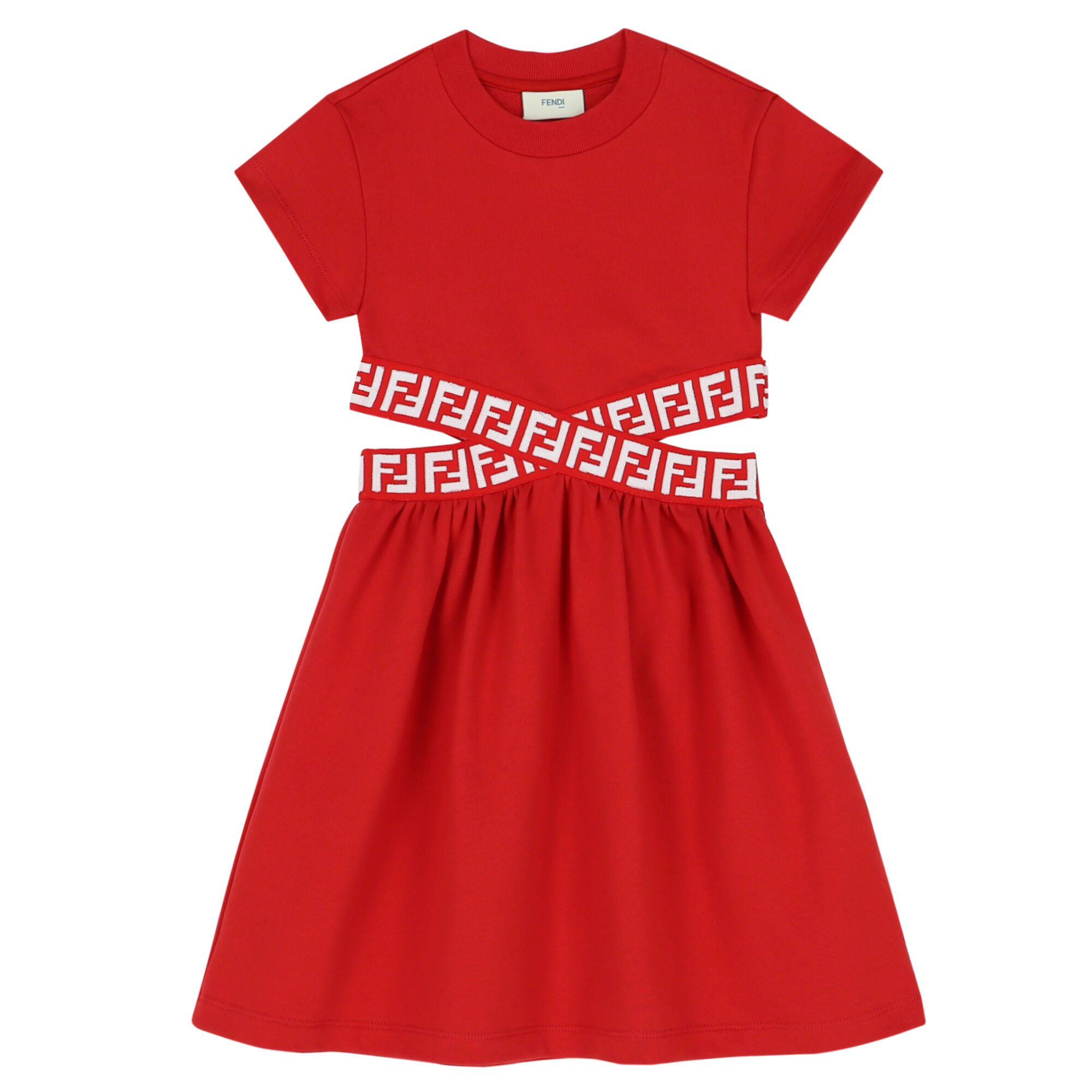 Fendi Girls Red Logo Dress Junior Couture UAE