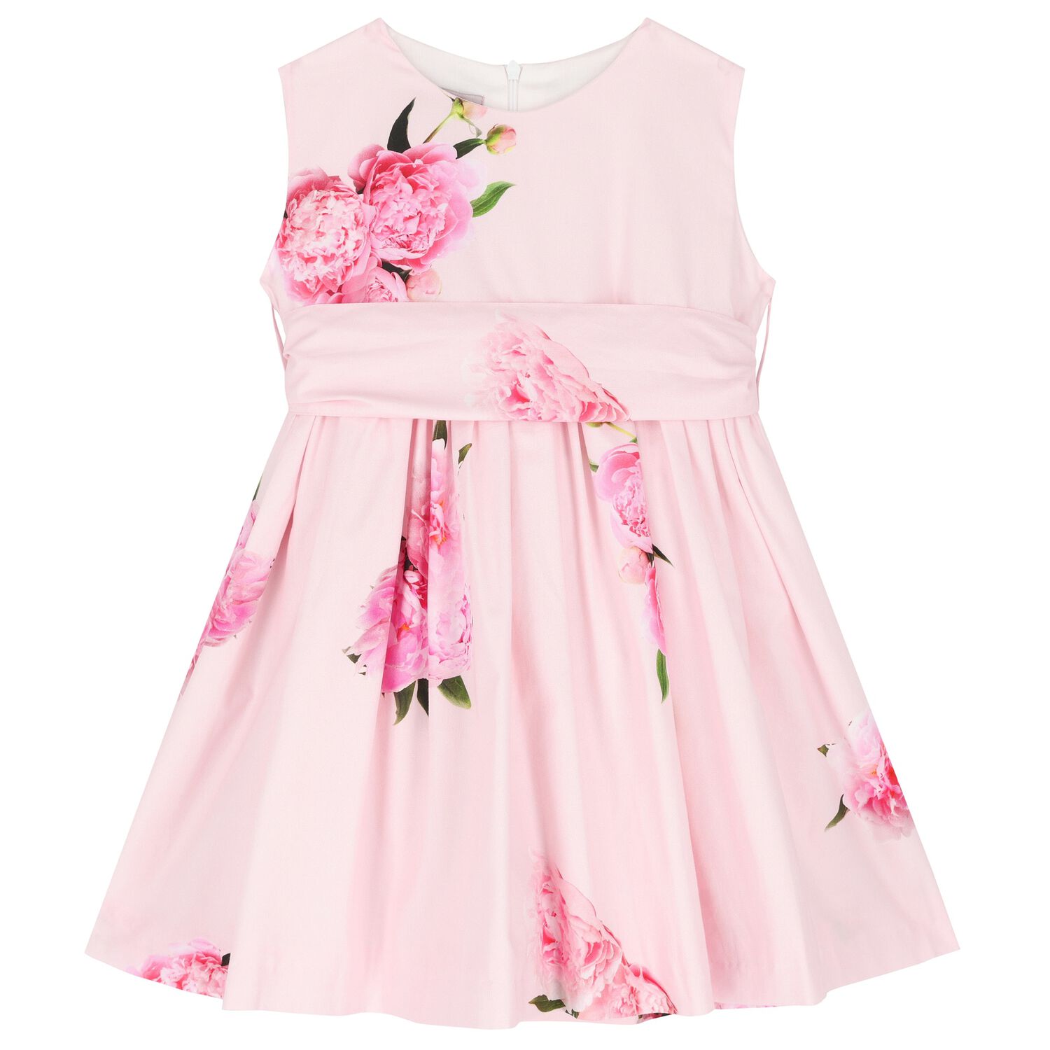 Girls Pink Bow Peony Dress, 1, hi-res image number null