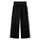 Girls Black Logo Trousers, 1, hi-res