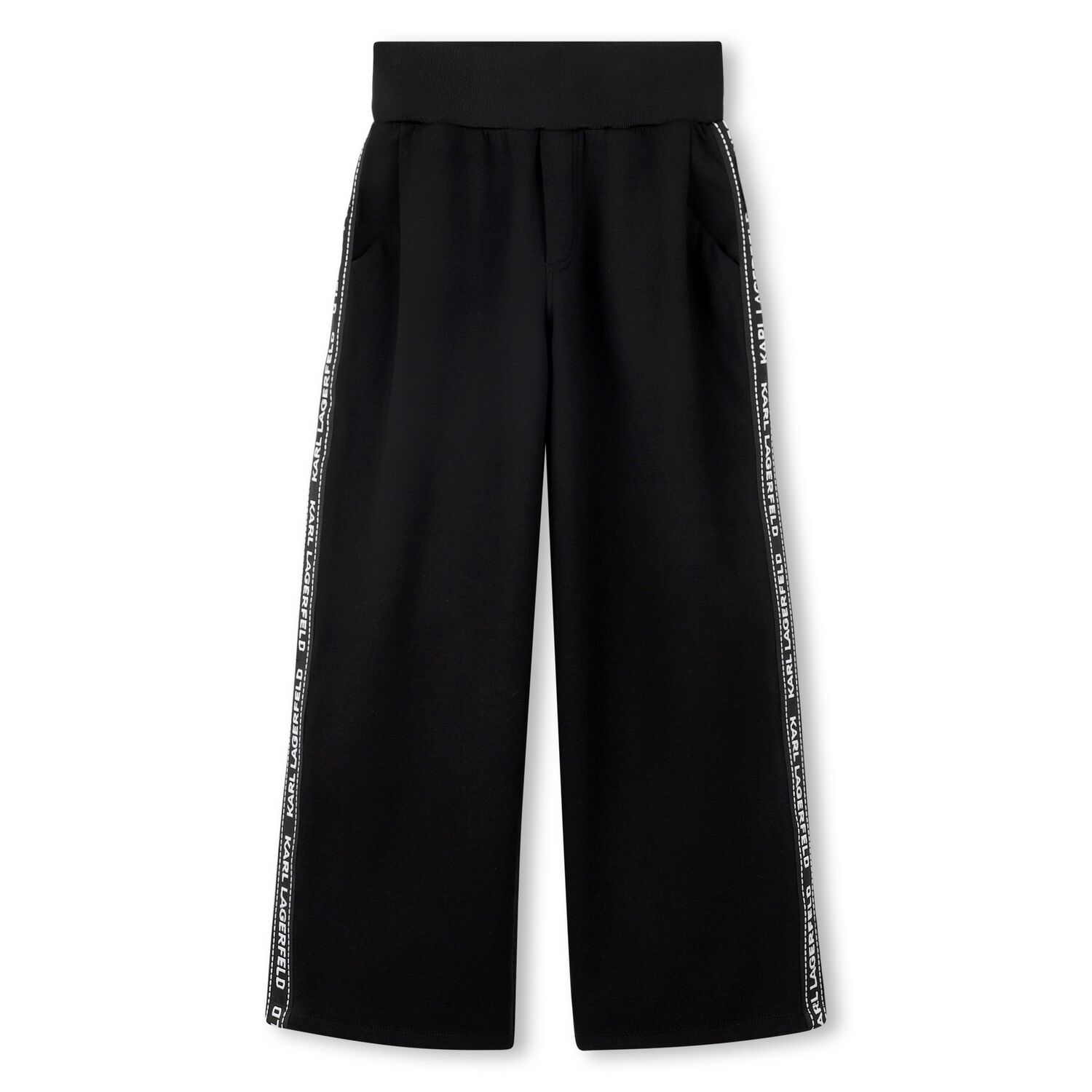 Girls Black Logo Trousers, 1, hi-res