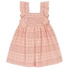 Girls Pink Crochet Lace Dress, 1, hi-res