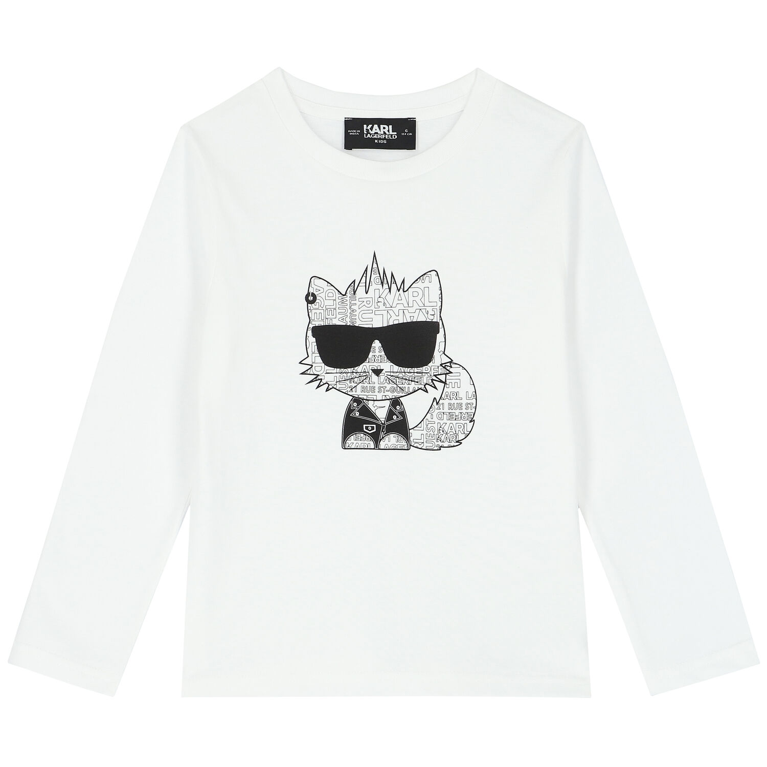 Boys White Cat Logo T-Shirt, 1, hi-res