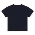 طقم أولاد شورت بالشعار باللون الكحلي والعاجي, 1, hi-res