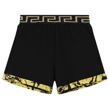 Younger Boys Black & Gold Barroco Shorts