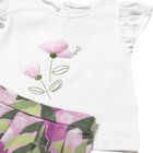 طقم شورت عاجي ووردي للبنات, 1, hi-res