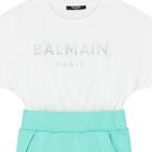 Girls Green and White Cotton Dress, 1, hi-res