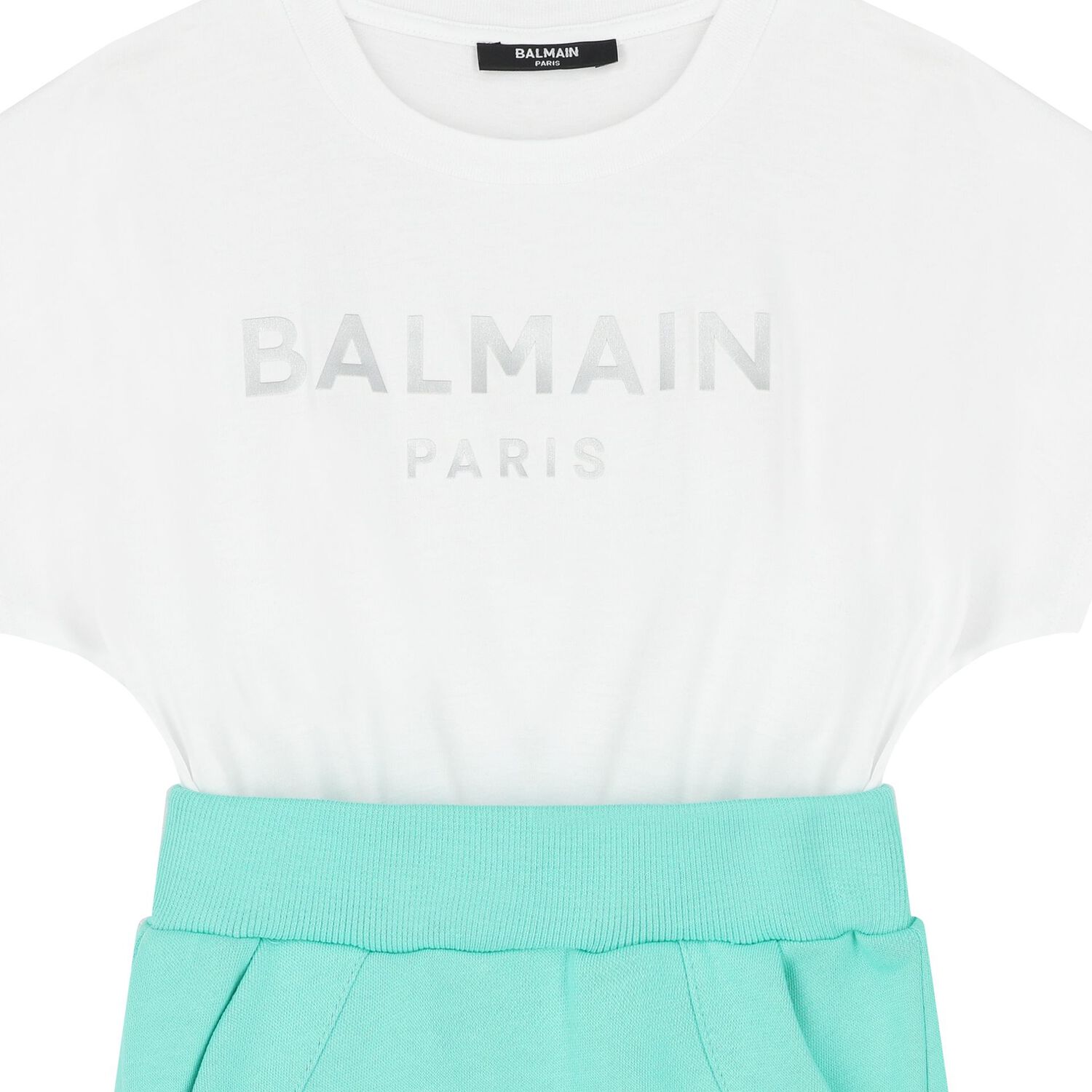 Girls Green and White Cotton Dress, 1, hi-res image number null