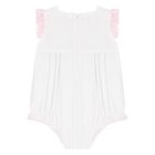 Baby Girls White & Pink Lace Romper, 1, hi-res