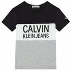 Boys Grey, Black & White Logo T-Shirt, 2, hi-res