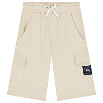 Boys Beige Logo Shorts
