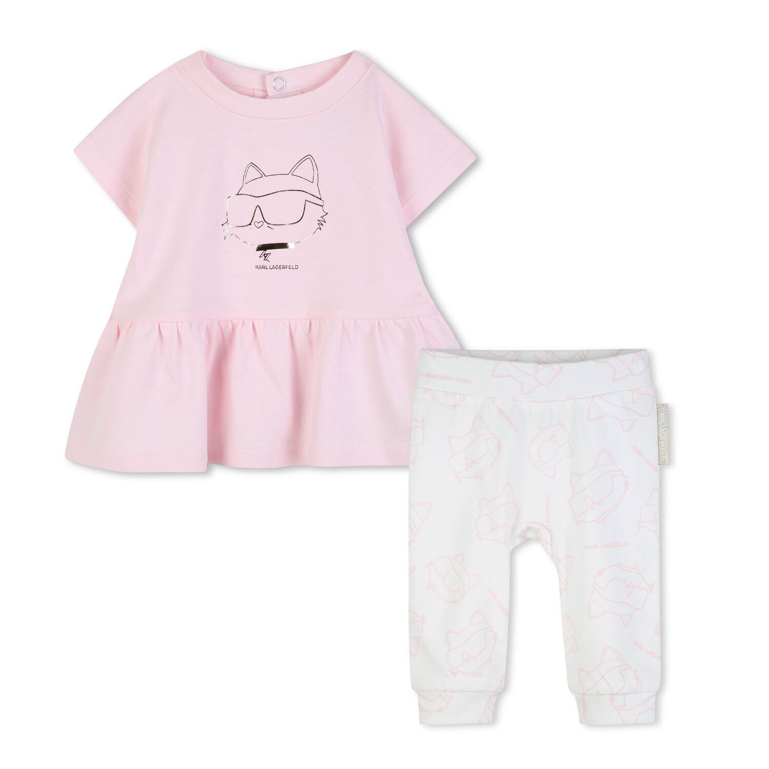 Baby Girls Pink & White Leggings Set, 1, hi-res
