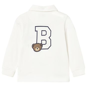 Younger Boys White Teddy Bear Polo Shirt