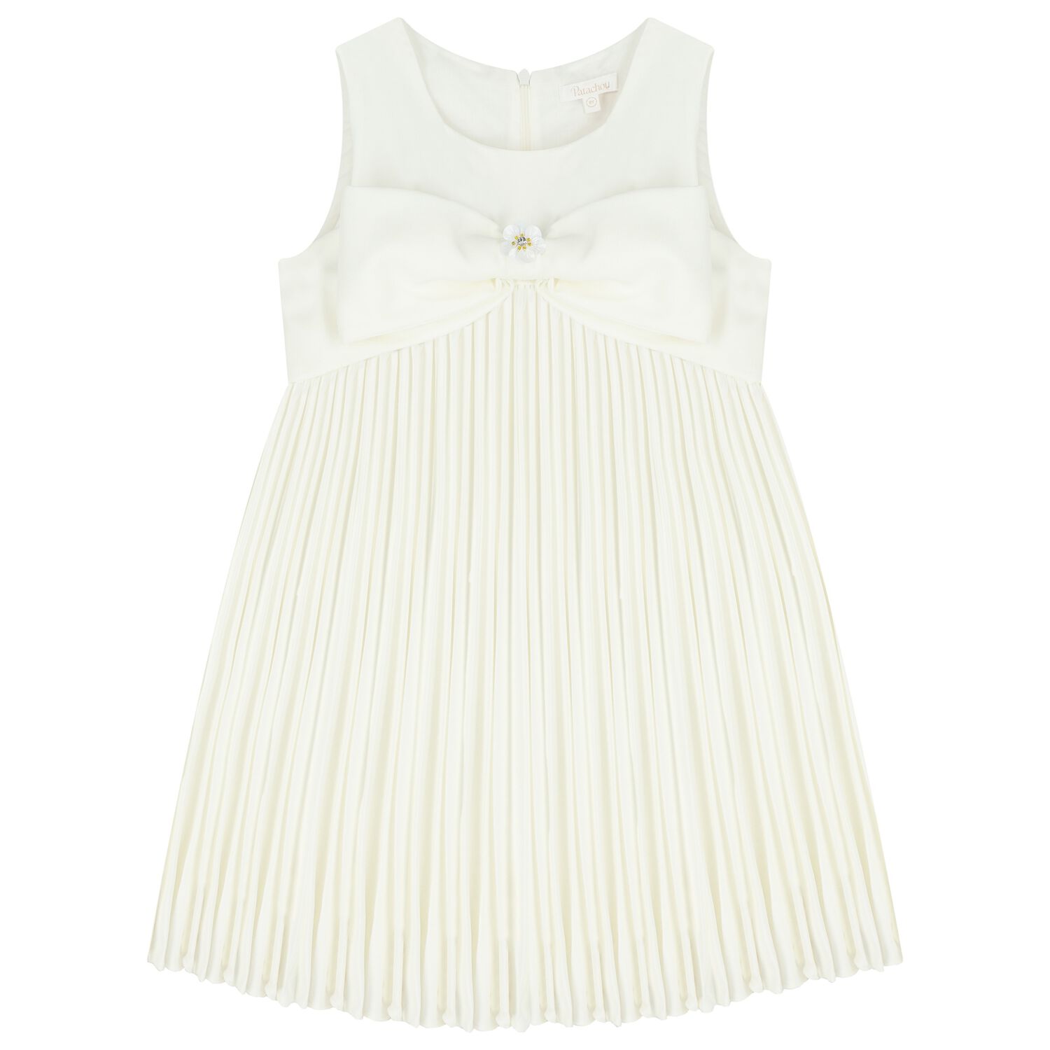 Girls Ivory Bow Dress, 1, hi-res