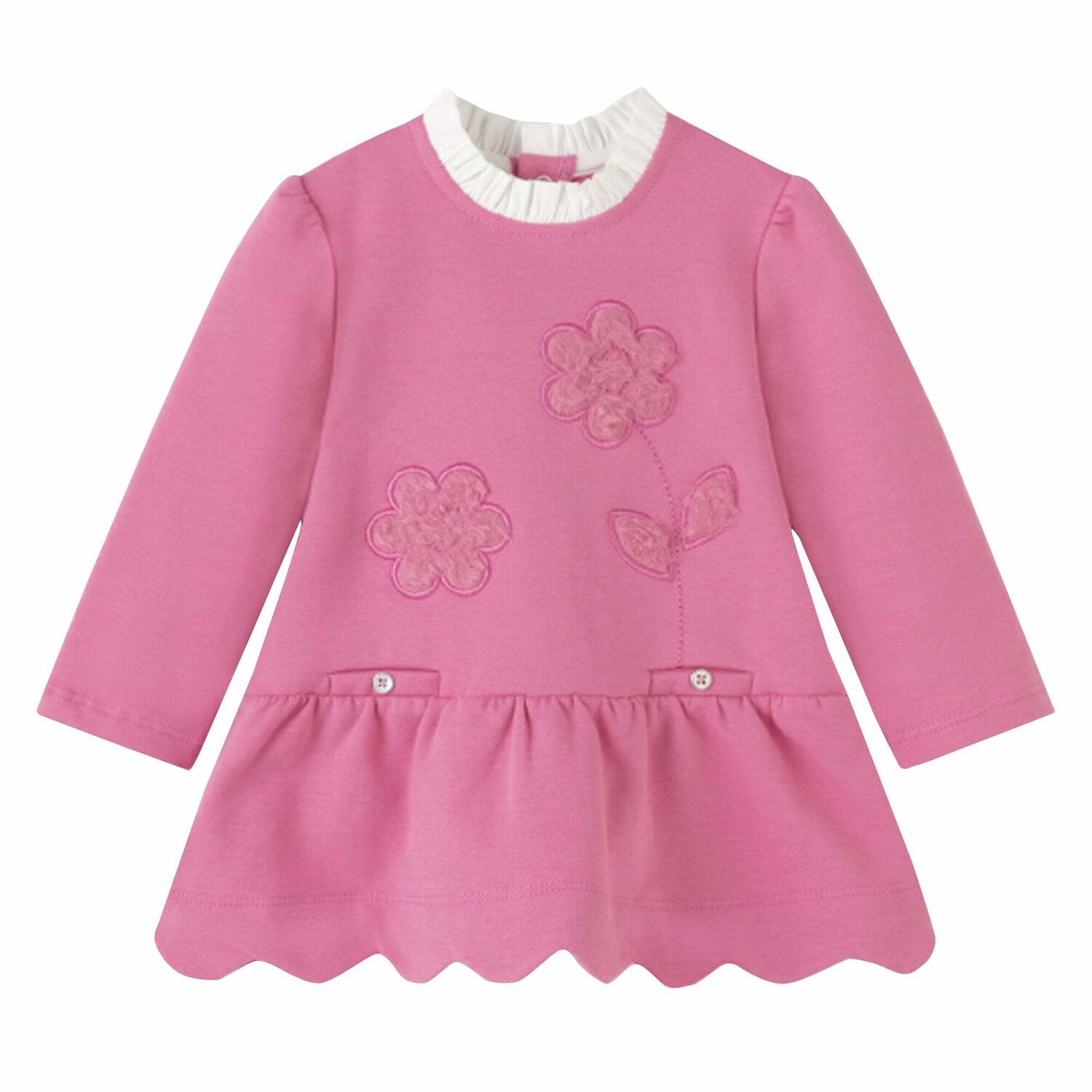 Younger Girls Pink Flower Dress, 1, hi-res