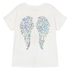 Girls White Sequin Wings T-Shirt, 1, hi-res